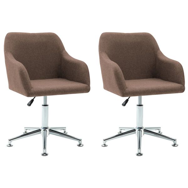 vidaXL Chaises pivotantes &agrave; manger lot de 2 marron tissu