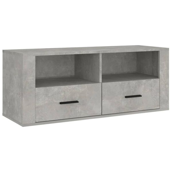 vidaXL Meuble TV Gris béton 100x35x40 cm Bois d'ingénierie