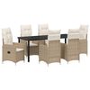 vidaXL Ensemble de salle &agrave; manger pour jardin 7 pc Beige polyrotin