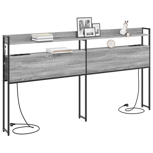 vidaXL T&ecirc;te de lit de rangement Sonoma gris 180 cm Bois d'ing&eacute;nierie