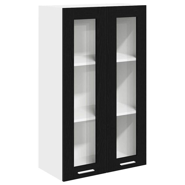 vidaXL Armoire suspendue avec porte Riga Ch&ecirc;ne noir 60 x 31 x 100 cm
