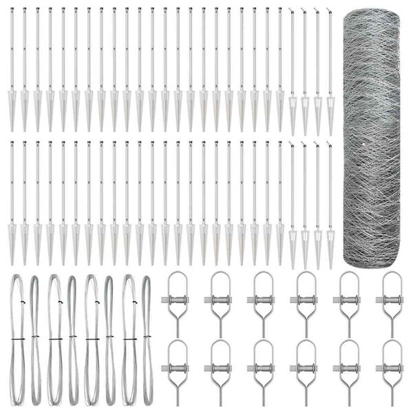 vidaXL Poteau de cl&ocirc;ture. Argent&eacute; 100 x 0,5 m (maillage de 36 mm)