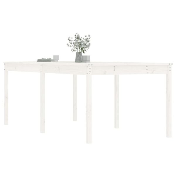 vidaXL Table de jardin blanc 203,5x100x76 cm bois massif de pin
