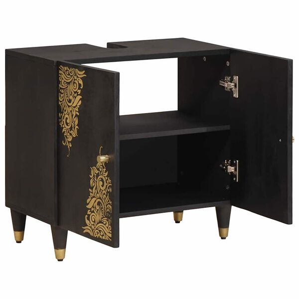 vidaXL Armoire d'&eacute;vier Noir 62 x 33 x 58 cm Bois de mangue massif