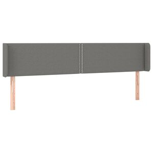vidaXL T&ecirc;te de lit avec oreilles Gris fonc&eacute; 203x16x78/88 cm Tissu