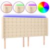 vidaXL T&ecirc;te de lit &agrave; LED Cr&egrave;me 163x16x118/128 cm Tissu