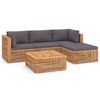 vidaXL Salon de jardin 5 pcs avec coussin gris fonc&eacute; bois de teck