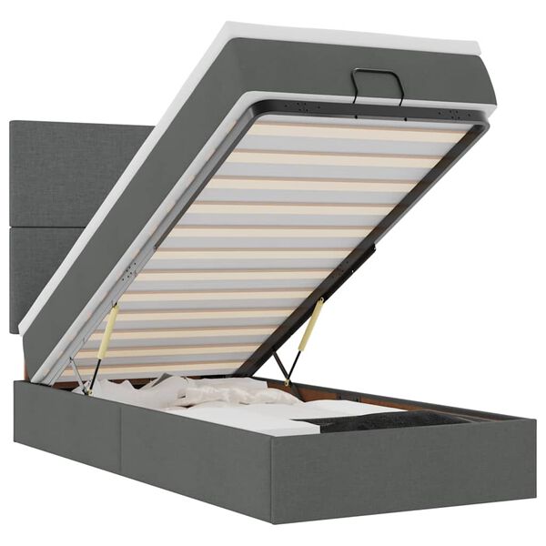 vidaXL Cadre de lit ottoman avec matelas gris foncé 100x200 cm tissu