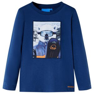 T-shirt pour enfants &agrave; manches longues bleu jean 92