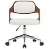vidaXL Chaise pivotante de bureau Blanc Bois courbé et similicuir