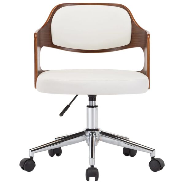 vidaXL Chaise pivotante de bureau Blanc Bois courbé et similicuir