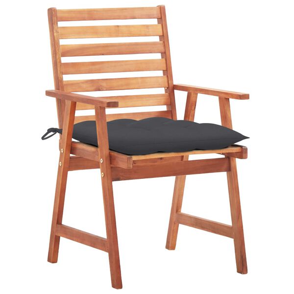 vidaXL Chaises &agrave; manger d'ext&eacute;rieur lot de 2 et coussins Acacia massif