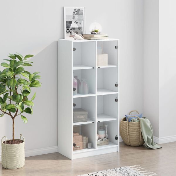 vidaXL Buffet haut avec portes blanc 68x37x142 cm bois d'ingénierie