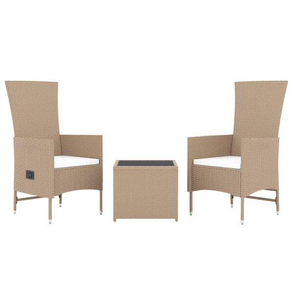 vidaXL Ensemble de salon de jardin 3 pcs beige poly rotin et acier
