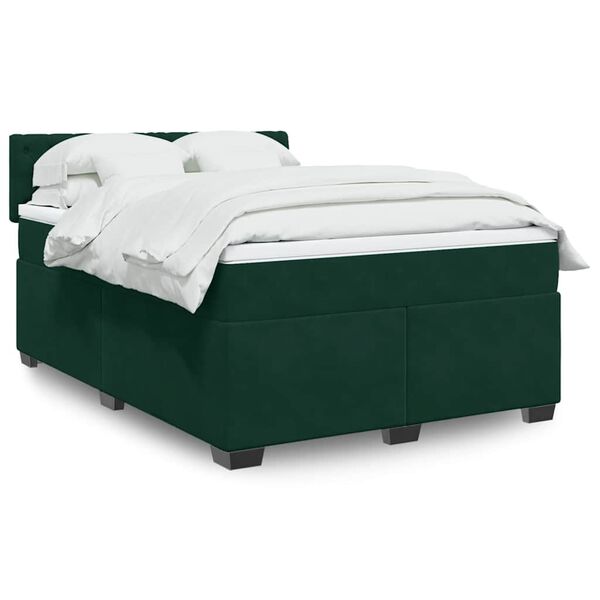 vidaXL Sommier &agrave; lattes de lit et matelas Vert fonc&eacute; 160x200cm Velours