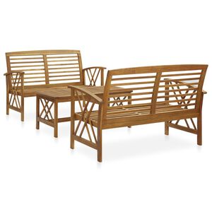 vidaXL Salon de jardin 3 pcs Bois d'acacia solide