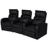vidaXL Fauteuil inclinable &agrave; 3 places cuir synth&eacute;tique noir
