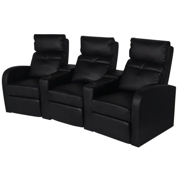 vidaXL Fauteuil inclinable &agrave; 3 places cuir synth&eacute;tique noir