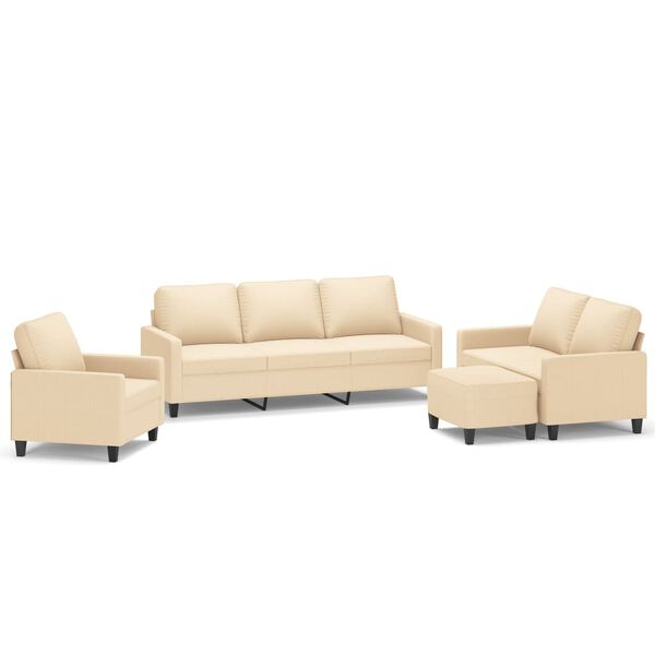 vidaXL Ensemble de canap&eacute;s 4 pcs avec coussins Cr&egrave;me Tissu