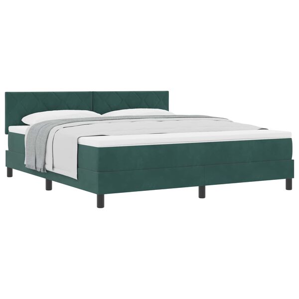 vidaXL Lit &agrave; ressorts avec matelas Vert fonc&eacute; 180 x 200 cm Velours