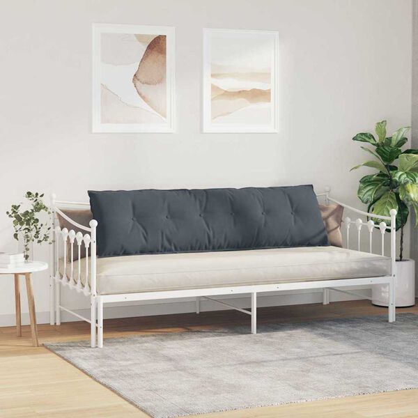 vidaXL Coussin de Dos Gris fonc&eacute; 180 x 50 cm Tissu en velours c&ocirc;tel&eacute;