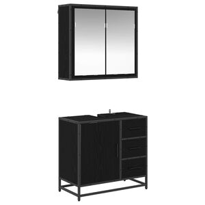 vidaXL Ensemble de mobilier de salle de bain 2 pc Ch&ecirc;ne noir