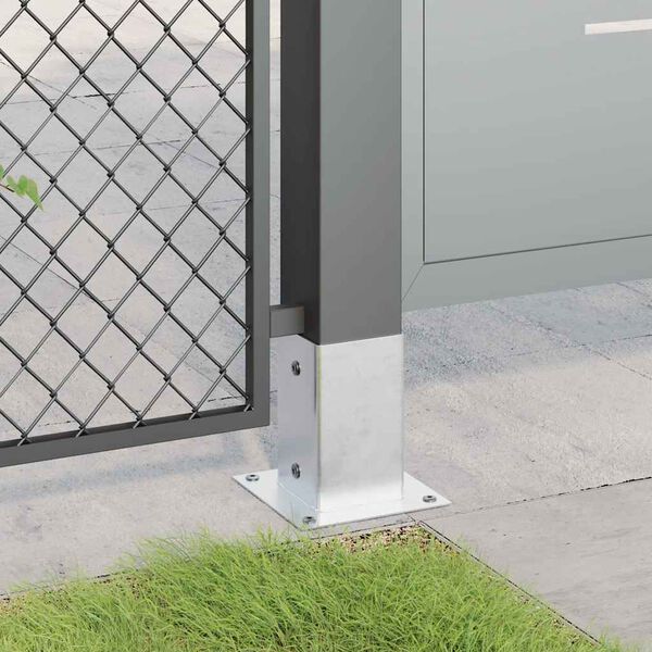 vidaXL Bases de poteau carrées 4 pcs argent 81x81 mm acier galvanisé