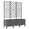 vidaXL Bac de jardin avec treillis et roues 3 pc Gris clair PP