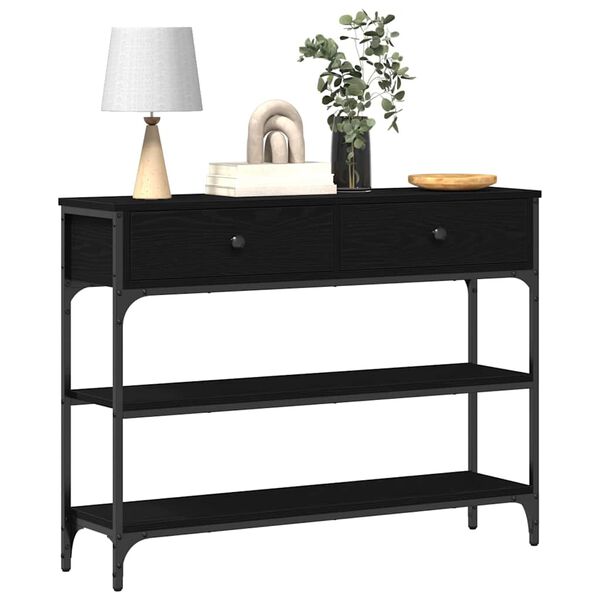 vidaXL Table console Ch&ecirc;ne noir 100 x 25 x 75 cm Bois d'ing&eacute;nierie