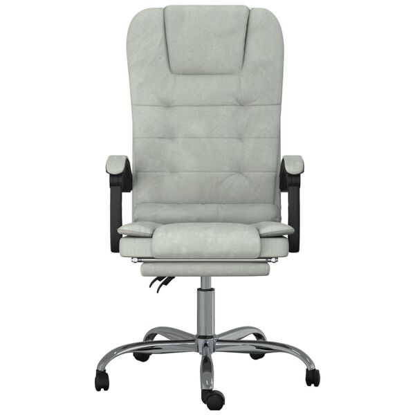 vidaXL Fauteuil de massage inclinable de bureau Gris clair Velours
