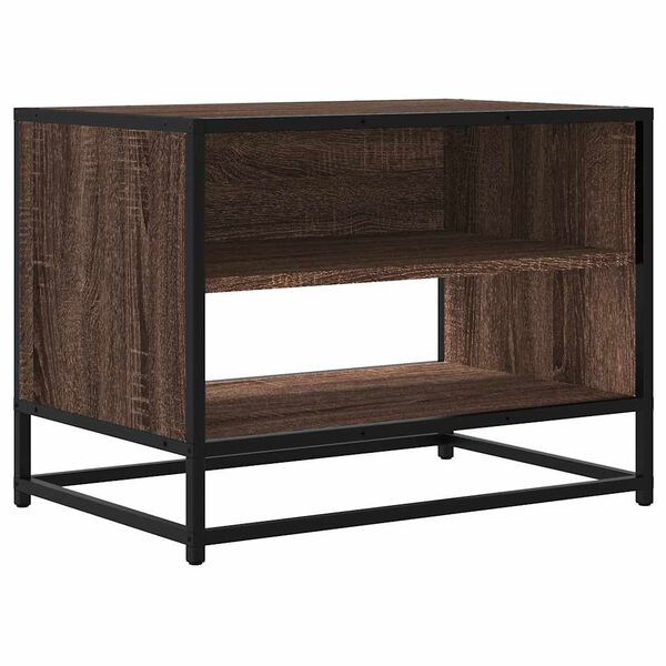 vidaXL Meuble TV ch&ecirc;ne marron 61x40x46 cm bois d'ing&eacute;nierie et m&eacute;tal