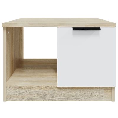 vidaXL Table basse Blanc et chêne sonoma 50x50x36 cm Bois d'ingénierie