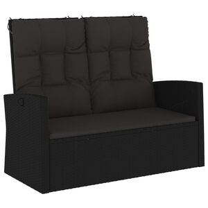 vidaXL Banc de jardin inclinable et coussins noir 118cm r&eacute;sine tress&eacute;e