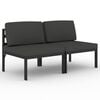 vidaXL Canap&eacute; de jardin 2 places avec coussins Aluminium Anthracite