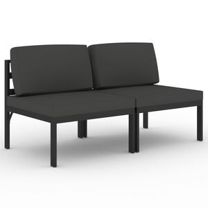vidaXL Canap&eacute; de jardin 2 places avec coussins Aluminium Anthracite