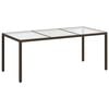 vidaXL Table de jardin Marron 190x90x75 cm Verre tremp&eacute;/r&eacute;sine tress&eacute;e
