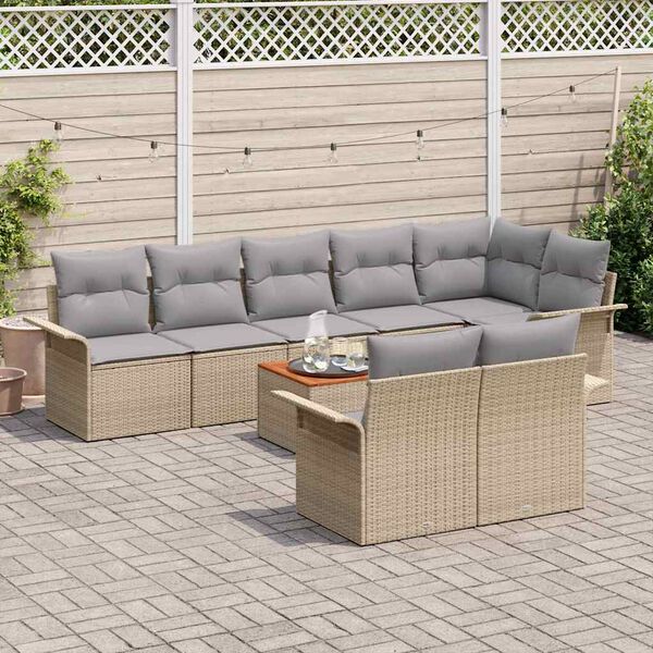 vidaXL Ensemble de canap&eacute; de jardin 9 pcs Beige et Gris clair