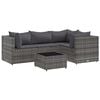 vidaXL Salon de jardin 5 pcs avec coussins Gris R&eacute;sine tress&eacute;e