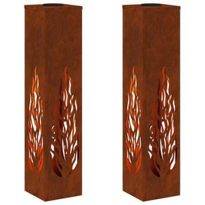 vidaXL Lumi&egrave;re de chemin LED solaire 2 pc Blanc chaud 18 x 18 x 80 cm