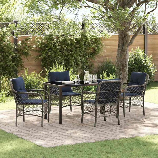 vidaXL Ensemble de salle &agrave; manger pour jardin 5 pcs Gris et Noir Rotin