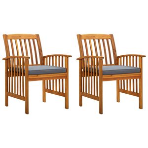 vidaXL Chaises &agrave; manger de jardin lot de 2 et coussins acacia massif