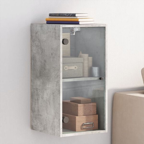 vidaXL Armoire murale avec portes en verre gris b&eacute;ton 35x37x68,5 cm