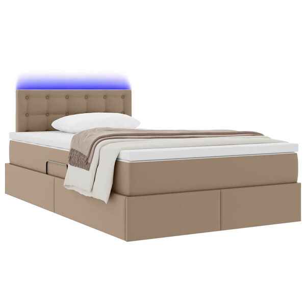 vidaXL Lit avec rangement et LED avec matelas Cappuccino 120 x 190 cm