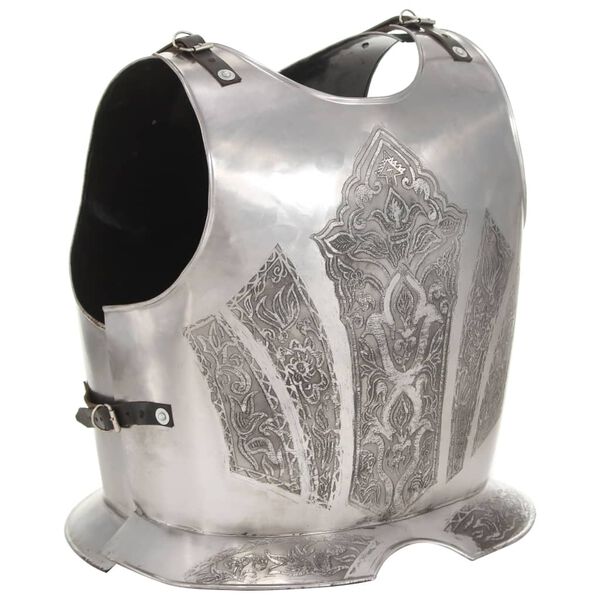 vidaXL Cuirasse d'armure corporelle chevalier m&eacute;di&eacute;val Argent&eacute; Acier