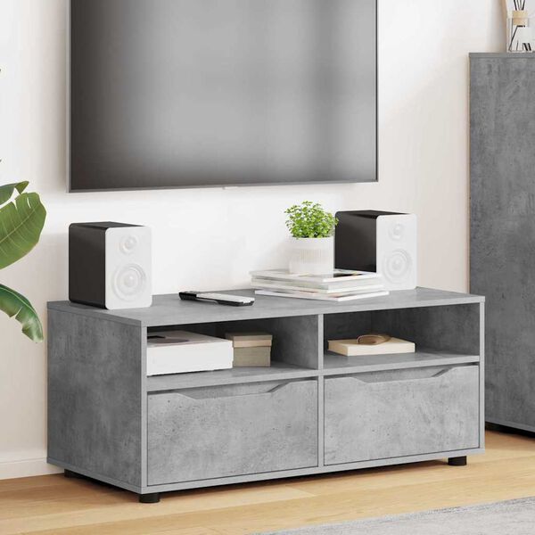 vidaXL Meuble TV Gris b&eacute;ton 100 x 48 x 43 cm Bois d'ing&eacute;nierie