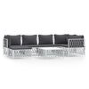 vidaXL Salon de jardin 7 pcs avec coussins blanc acier