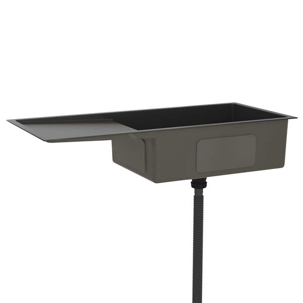 vidaXL Évier de cuisine fait main Noir Acier inoxydable