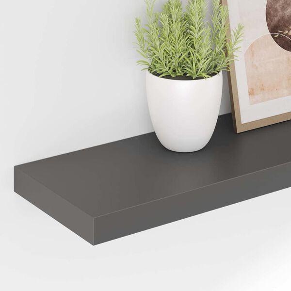 vidaXL &Eacute;tag&egrave;re murale flottante Gris brillant 80x23,5x3,8 cm MDF
