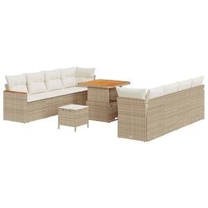vidaXL Ensemble de canap&eacute; de jardin 12 pcs Beige polyrotin