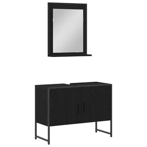 vidaXL Ensemble de mobilier de salle de bain Montage mural 2 pcs Noir